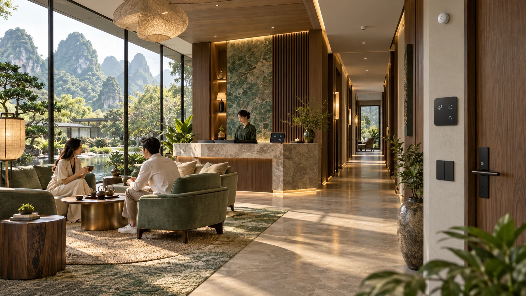 巴马山水与空间智能融合的康养酒店概念图